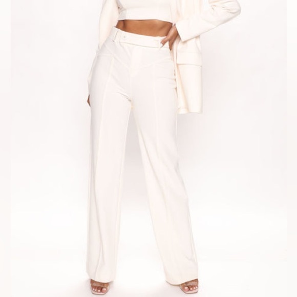 NWT,Fashion Nova,Sasha Wide Leg Pants - Cream Elegant Cream Women's Pants,Size M - Picture 5 of 12